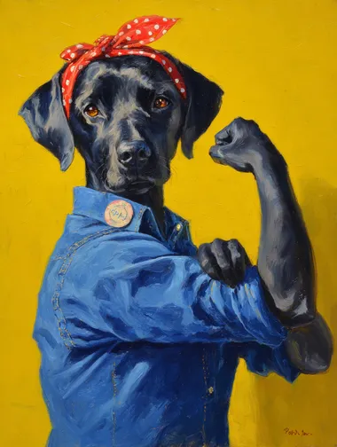 Empowered Labrador: Rosie the Riveter Empowered Labrador: Rosie the Riveter