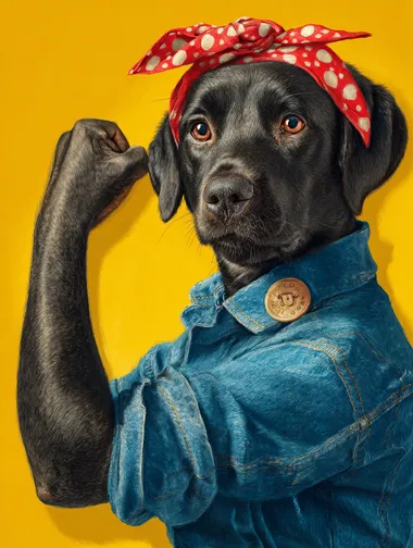 Empowered Labrador: Rosie the Riveter Dog Empowered Labrador: Rosie the Riveter Dog