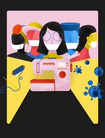 Empowerment to help others. Making masks for those in need. Image created by Guilherme Santiago. Submitted for United Nations Global Call Out To Creatives - help stop the spread of COVID-19.