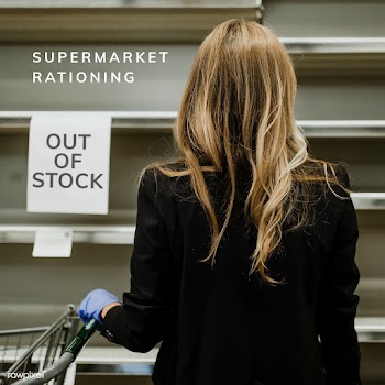 Emptied shelves due to panic buying at a supermarket  | Free  vector - 2320274