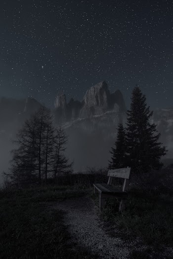 Empty Bench during Night Time
