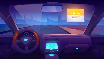 Empty car interior inside with gps on dashboard Free Vector