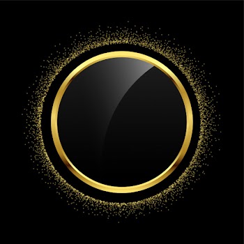 Empty circle golden glitter frame background Free Vector