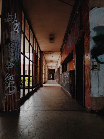 Empty Gray Concrete Pavement Hallway