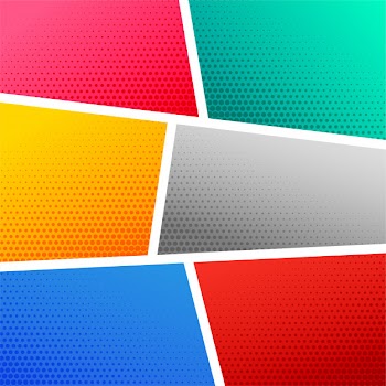 Empty halftone comic book strip page template Free Vector