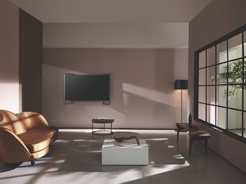 empty living room with turned-off TV