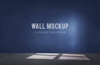 Empty room with a blue wall mockup Free Psd