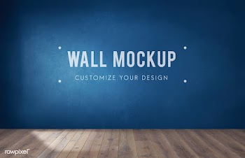 Empty room with a blue wall mockup | Free stock psd mockup - 545376