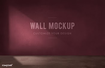 Empty room with a burgundy wall mockup | Free stock psd mockup - 545396