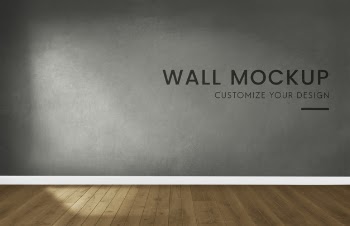 Empty room with a dark gray wall mockup Free Psd