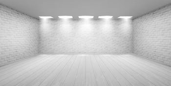 Empty room with white brick walls in studio Free Vector