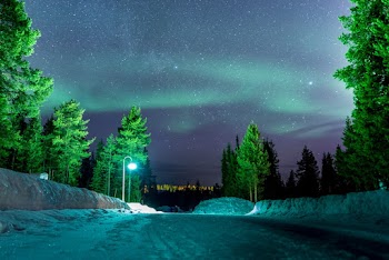 Empty Snowfield at Nighttime
