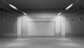 Empty storehouse, warehouse interior, factory Free Vector