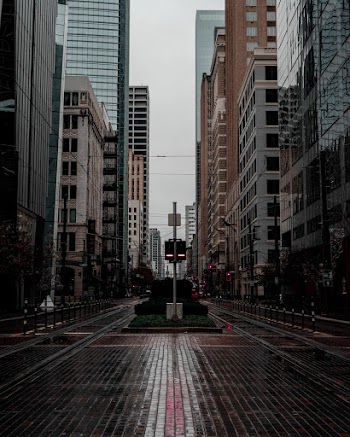 Empty Street In Between Buildings
