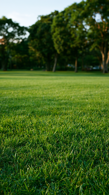 Empty Sunny Park Lawn