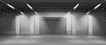 Empty warehouse hangar interior realistic vector Free Vector