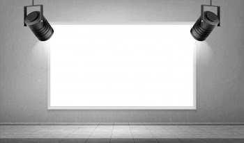 Empty white frame and hanging spotlights in museum Free Vector