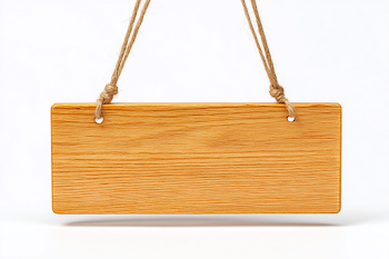 Empty Wooden Sign with Twine Hangers