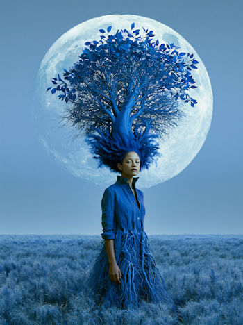 Enchanted Blue Portrait of Earthly Harmony