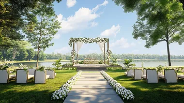 Enchanting Outdoor Christian Wedding Reception by the Lake in Kerala Enchanting Outdoor Christian Wedding Reception by the Lake in Kerala