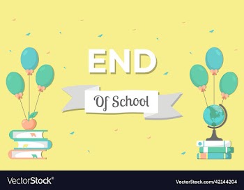 end of school colorful background with decorations
