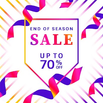 End of season sale up to 70% off sign vector | Free stock vector - 535103
