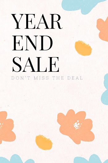 End year sale promotion psd floral background