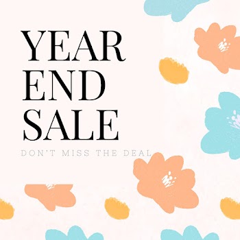 End year sale promotion vector floral background