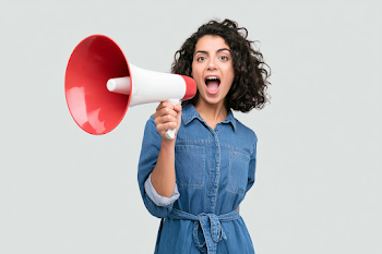 Energetic Young Woman with Megaphone