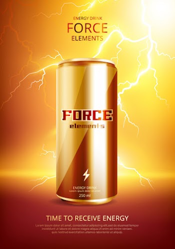 Energy drink metal can poster Free Vector