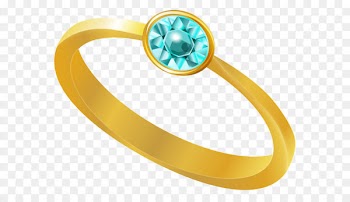 Engagement ring Jewellery Diamond Clip art - Golden Ring with Blue Diamond PNG Clipart 