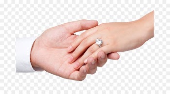 Engagement ring Wedding ring Marriage Hand - The bride and groom hand in hand 