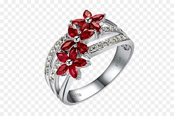 Engagement ring Wedding ring Ruby Jewellery - Product kind ruby ​​petals three rings 