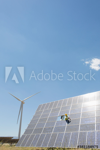 Engineer fixing solar panels