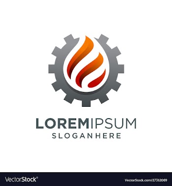 Engineering flame logo gear fire logo design vect vector image