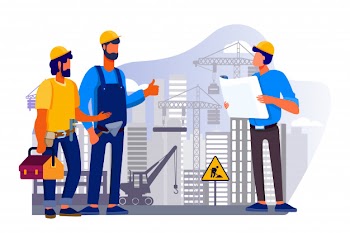 Engineers team discussing issues at construction site Free Vector