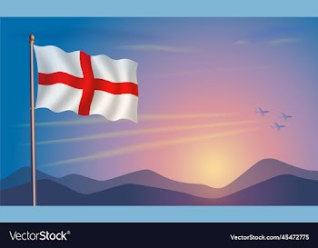 england flag in the morning sun