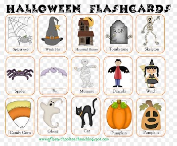 English as a second or foreign language Flashcard Pre-school Teacher Kindergarten - trick or treat 