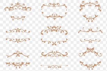English ornaments frame sticker png art deco set