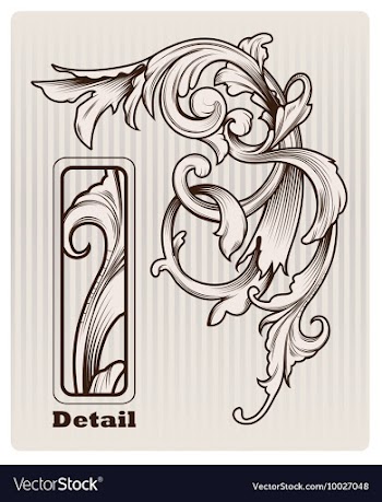 Engraved floral element vector image