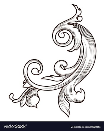 Engraved floral element vector image
