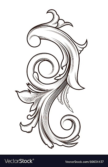 Engraved floral element vector image