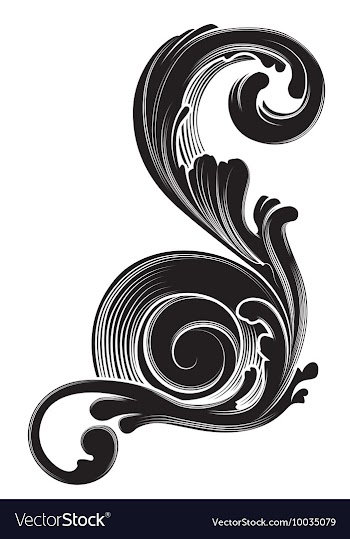 Engraved floral element vector image