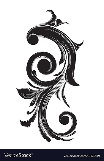 Engraved floral element vector image