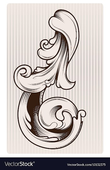 Engraved floral element vector image