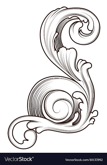 Engraved floral element vector image