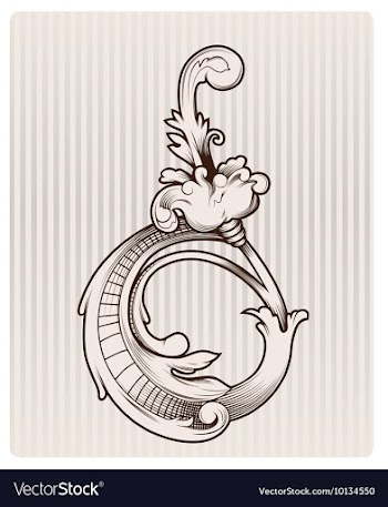 Engraved floral element vector image