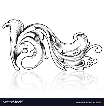 Engraved floral element vector image