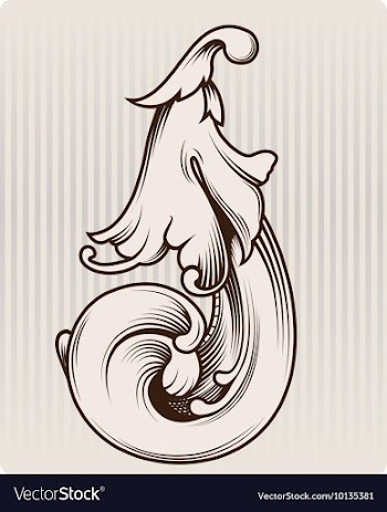 Engraved floral element vector image
