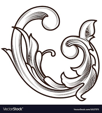 Engraved floral element vector image
